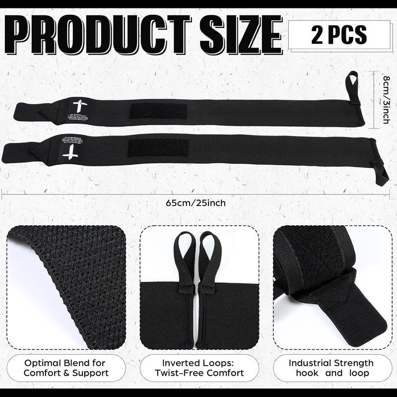 Simgoing Cross Faith 25" Wrist Wraps for Weightlifting, Wrist Straps for Men and Women, Straps Support with Heavy Duty Thumb Loop Wrap for Powerlifting, Strength Training, Bodybuilding - Image 2